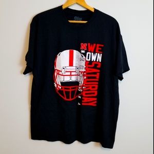 Nebraska Huskers Football Black Crewneck T Shirt